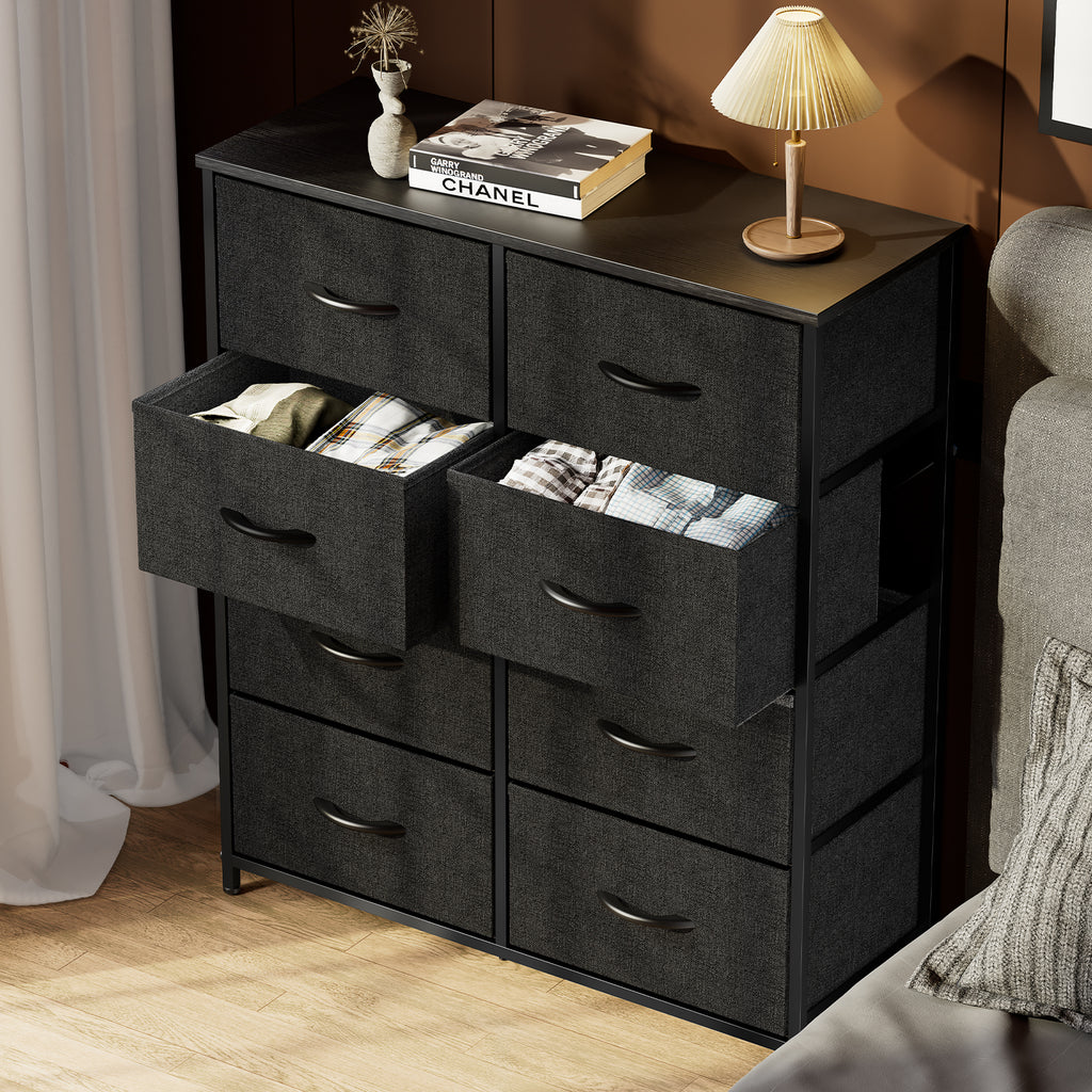 Leoglint Sweetcrispy Drawer Chest Dresser for Bedroom with 8 Drawers Tall Dresser & Chest of Drawers Fabric Dresser with Wood Top and Sturdy Steel Frame