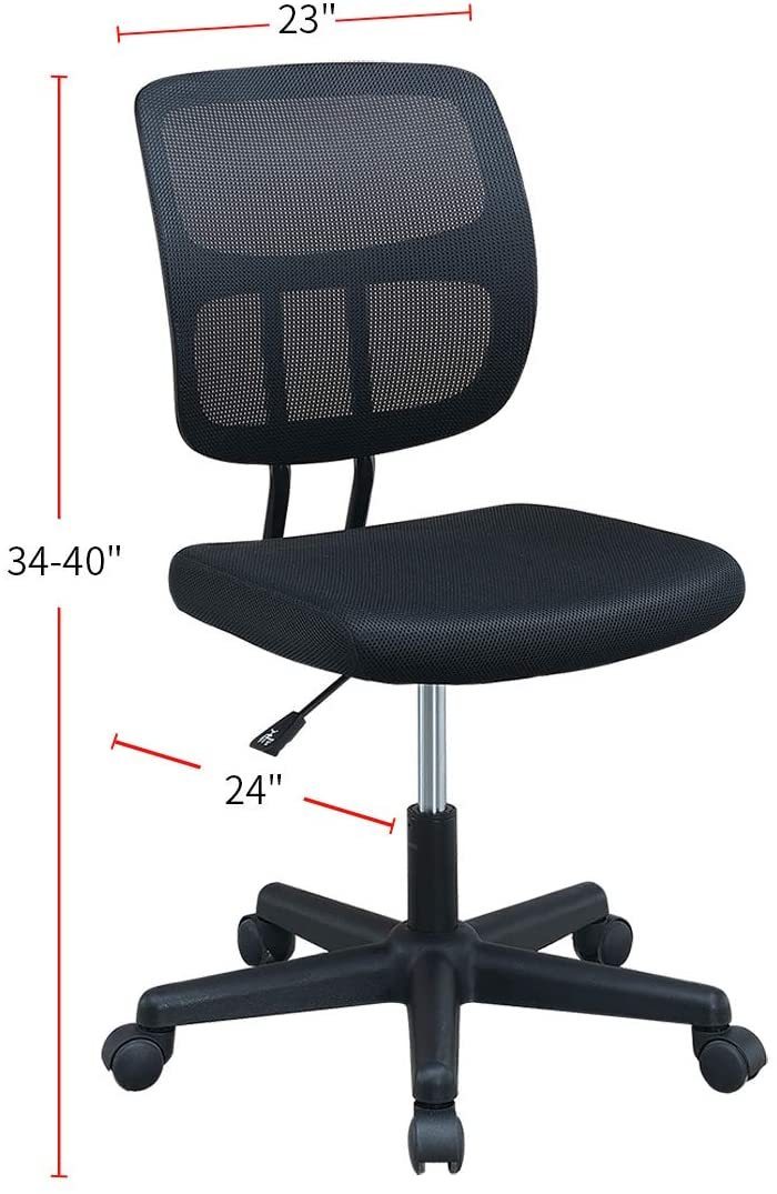 Leoglint Elegant Design 1pc Office Chair Black Mesh Desk Chairs wheels Breathable Material Seats