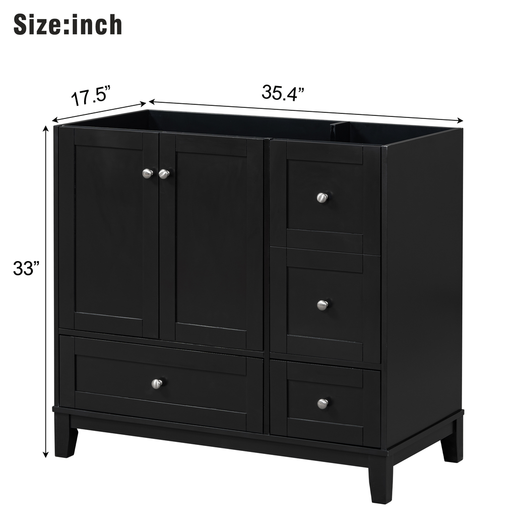 Leoglint [Cabinet Only] 36" Bathroom Vanity-Black (Sink not included)