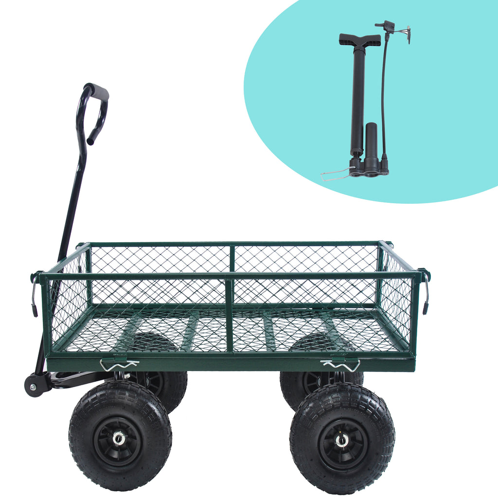 Leoglint Wagon Cart Garden cart trucks make it easier to transport firewood (green)