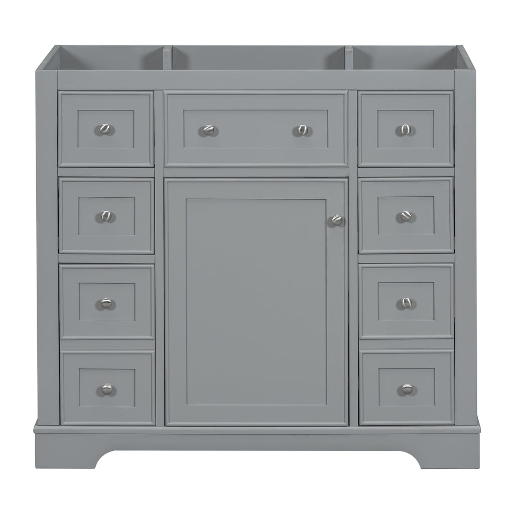 Leoglint 36" Bathroom Vanity without Sink, Cabinet Base Only, One Cabinet and Six Drawers, Grey