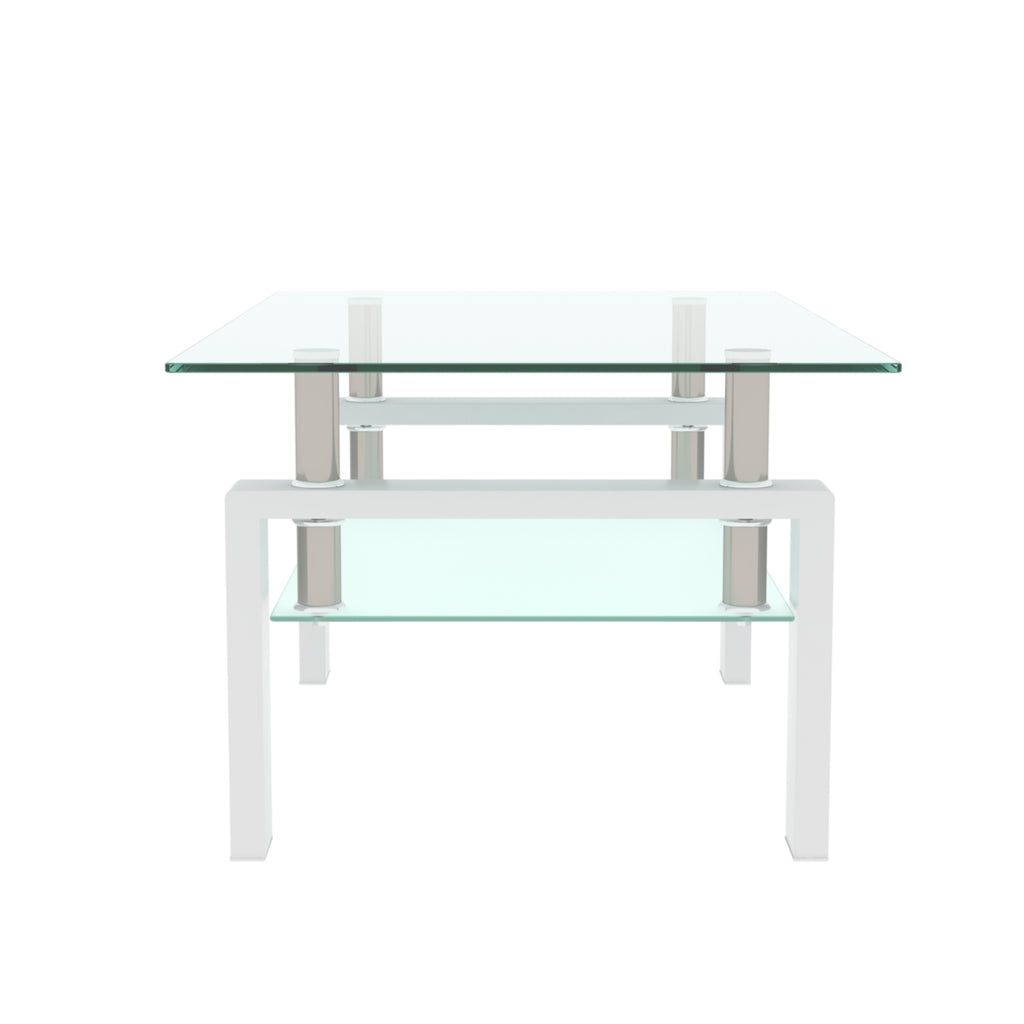 Leoglint White Coffee Table, Clear Coffee Table, Modern Side Center Tables for Living Room, Living Room Furniture