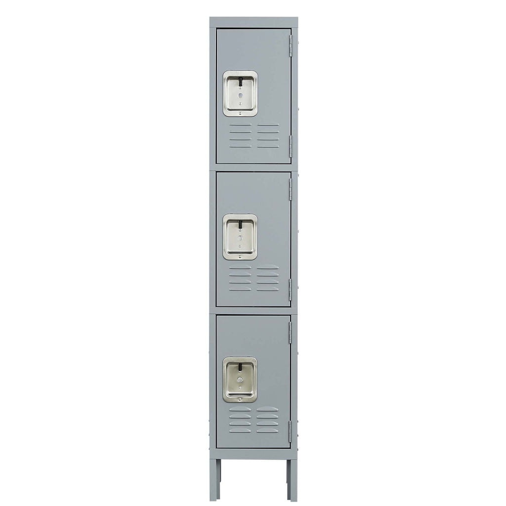 Leoglint 3 Door 66"H Metal Lockers With Lock for Employees,Storage Locker Cabinet  for Home Gym Office School Garage,Gray