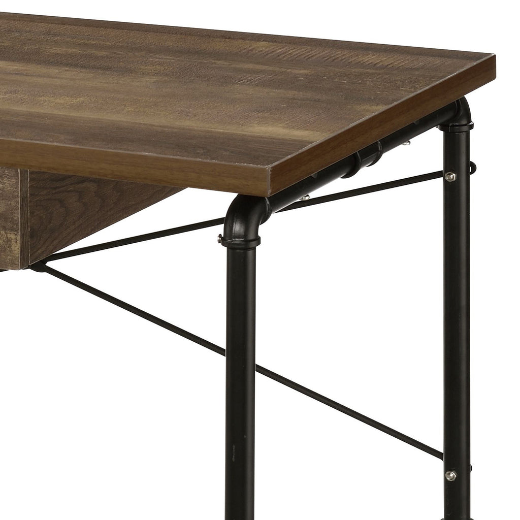 Leoglint Weathered Oak and Black 1-drawer Writing Office Desk