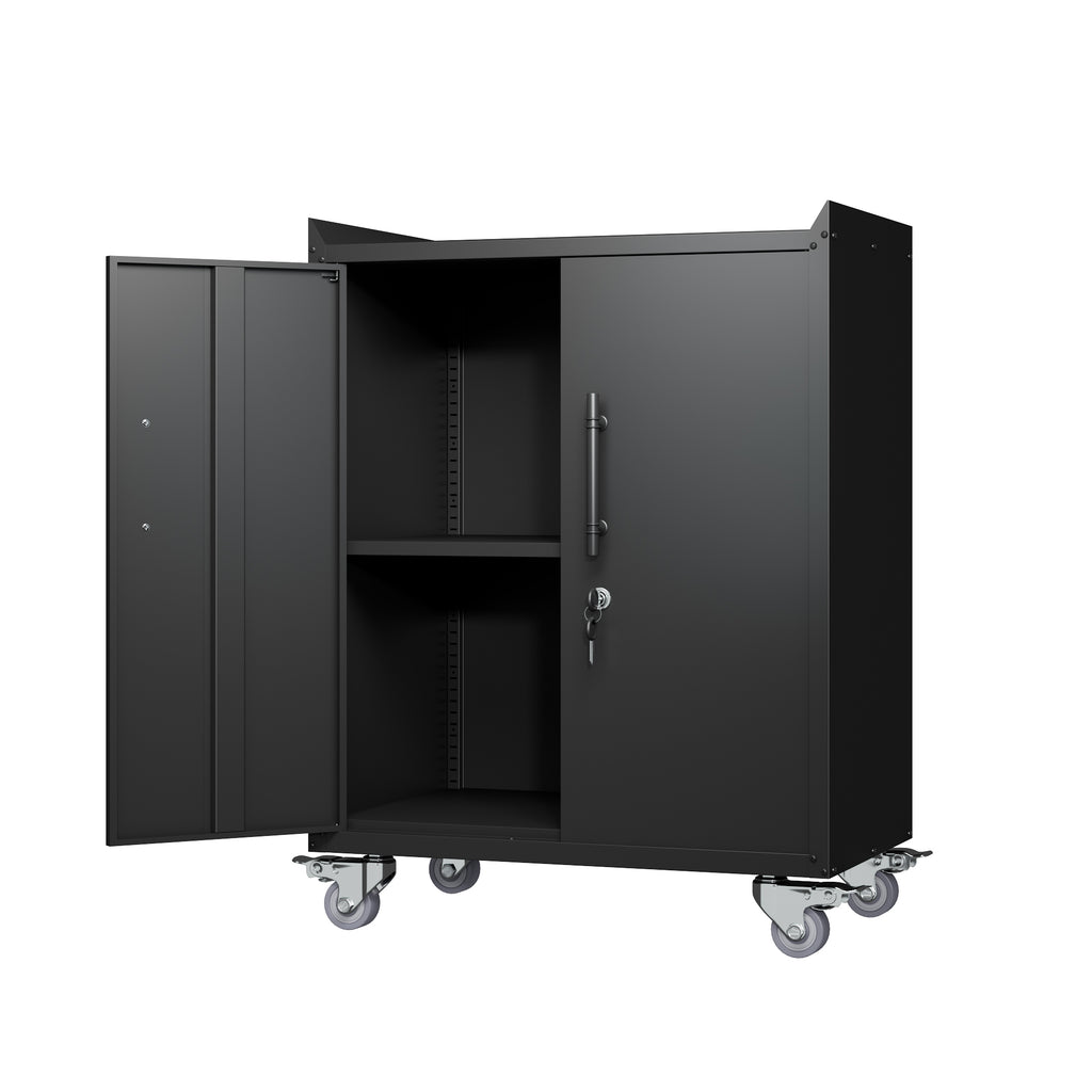 Leoglint 2 Door Tool Cabinets for Garage, Lockable Garage Storage Cabinet, Locking Metal Storage Cabinet with Wheels, Rolling Tool Chest, Assembly Required H34*W30.3*D18