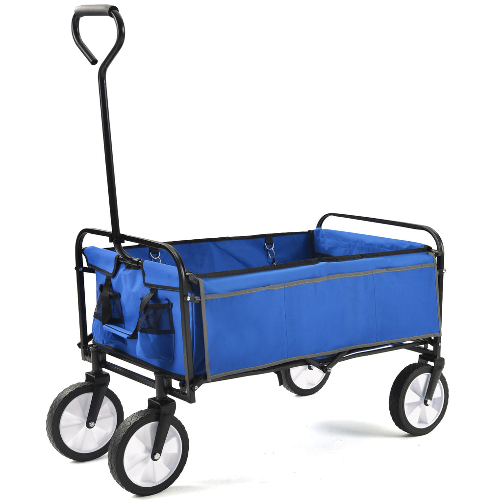 Leoglint Garden cart Folding Wagon Garden Shopping Beach Cart (Blue)