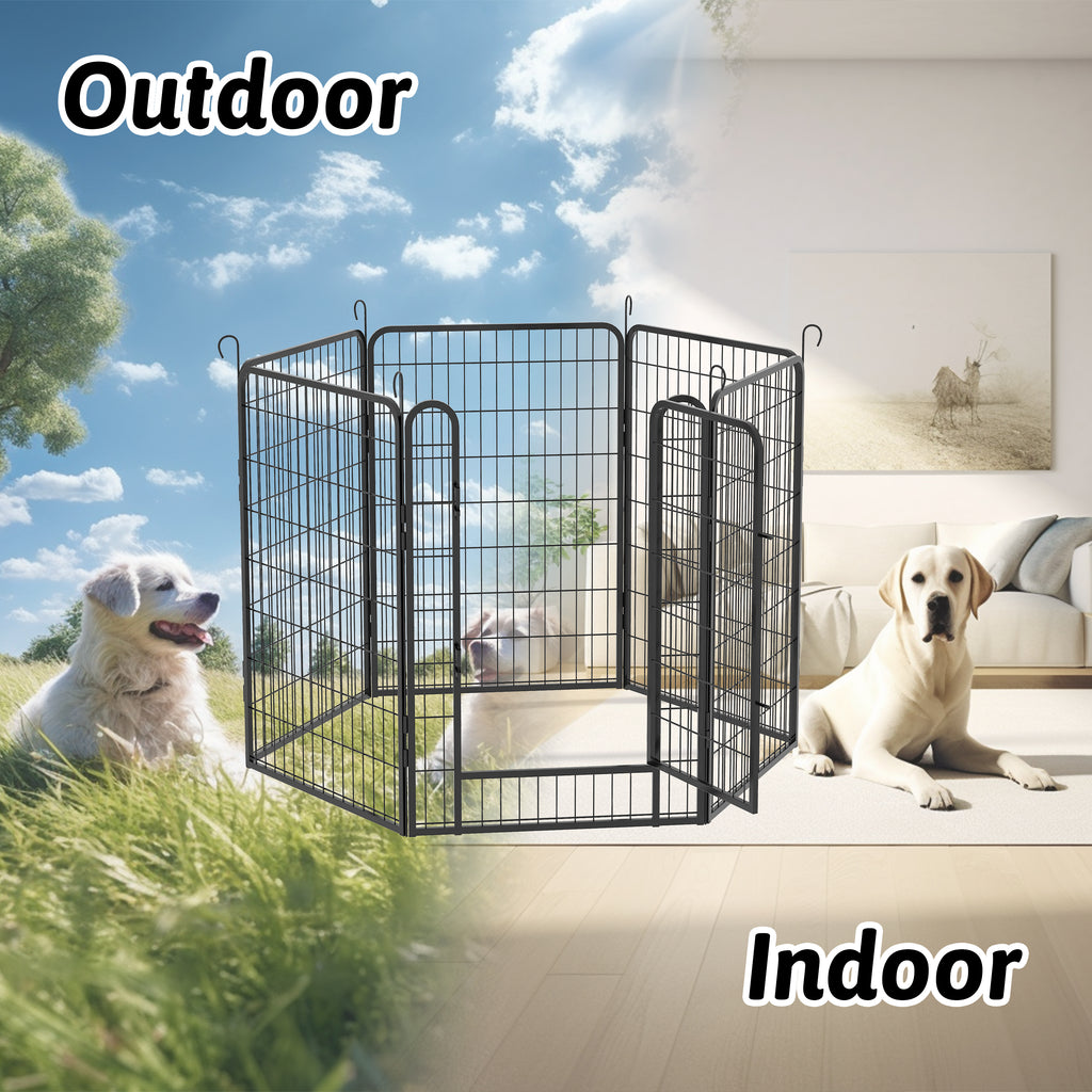 Leoglint 6 Panels Heavy Duty Metal Playpen with door,39.37"H Dog Fence Pet Exercise Pen for Outdoor, Indoor