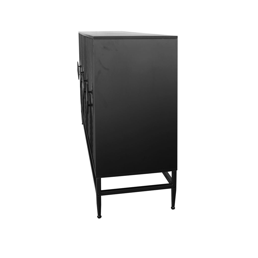 Leoglint Accent Black Lacquered 4 Door Wooden Cabinet Sideboard Buffet Server Cabinet Storage Cabinet, for Living Room, Entryway, Hallway, Office, Kitchen and Dining Room