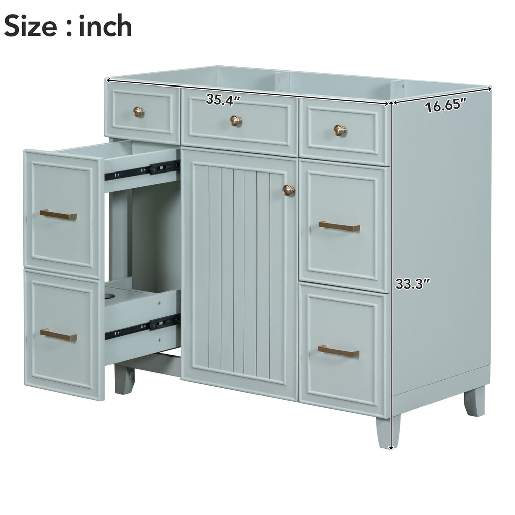 Leoglint [Cabinet Only] 36" Bathroom Vanity-Green(Sink not included)