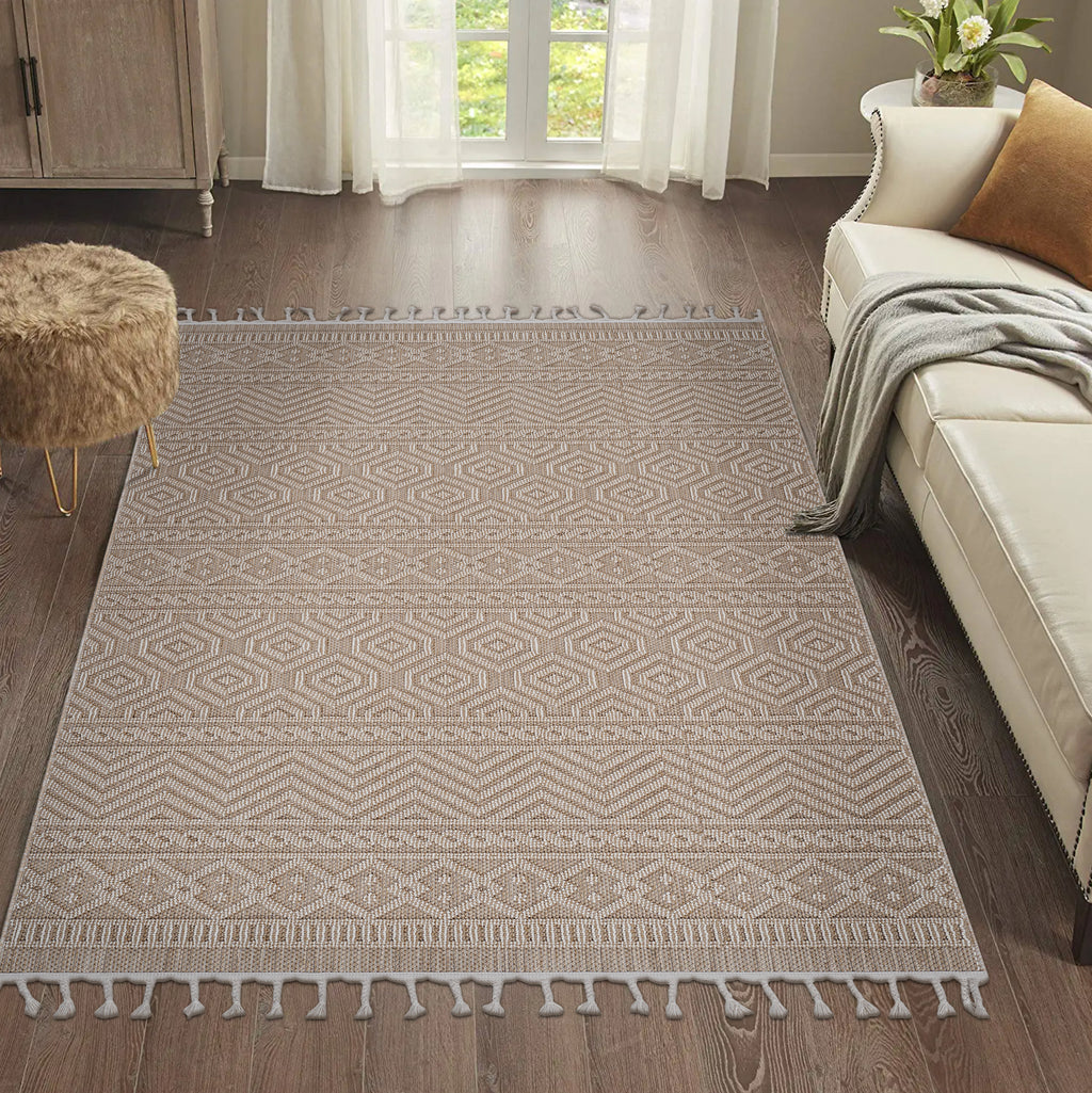 Leoglint 5X7 Mocha /Geometric Indoor/Outdoor Area Rug