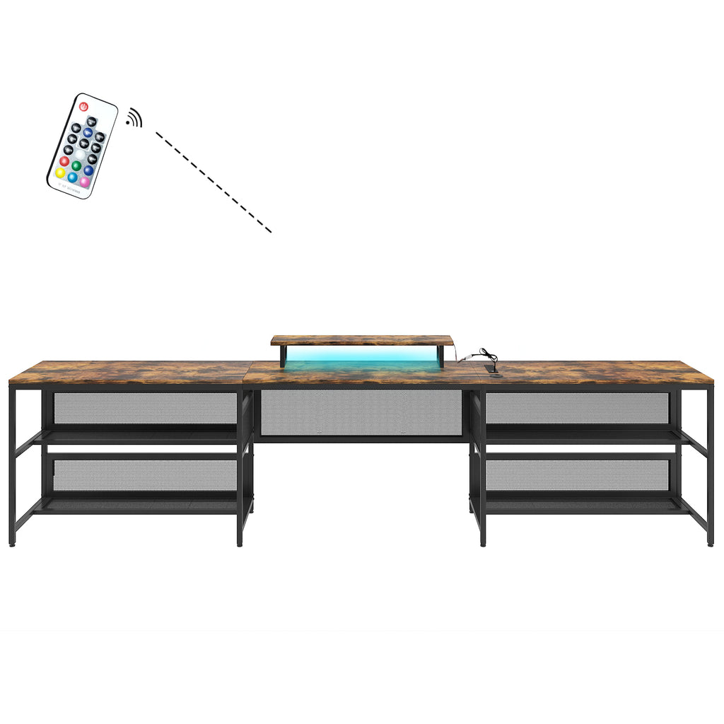 Leoglint U-shaped Office Desk with Shelve and LED lights