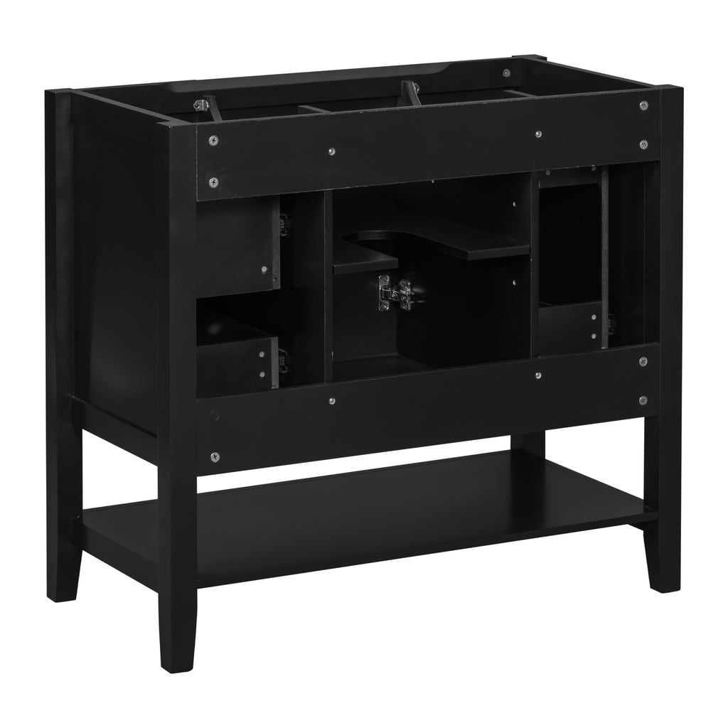 Leoglint 36" Bathroom Vanity without Sink, Cabinet Base Only, One Cabinet and three Drawers, Black