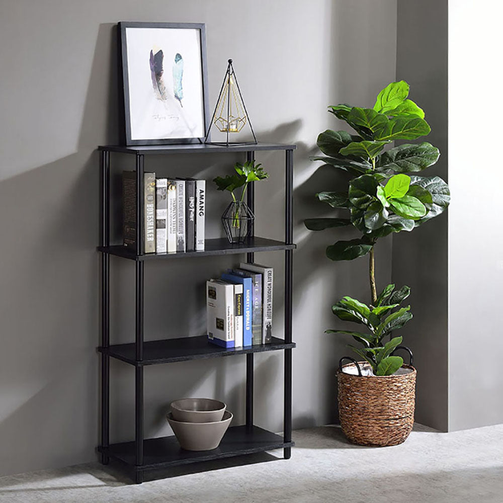 Leoglint Black Bookshelf with 4 Shelf