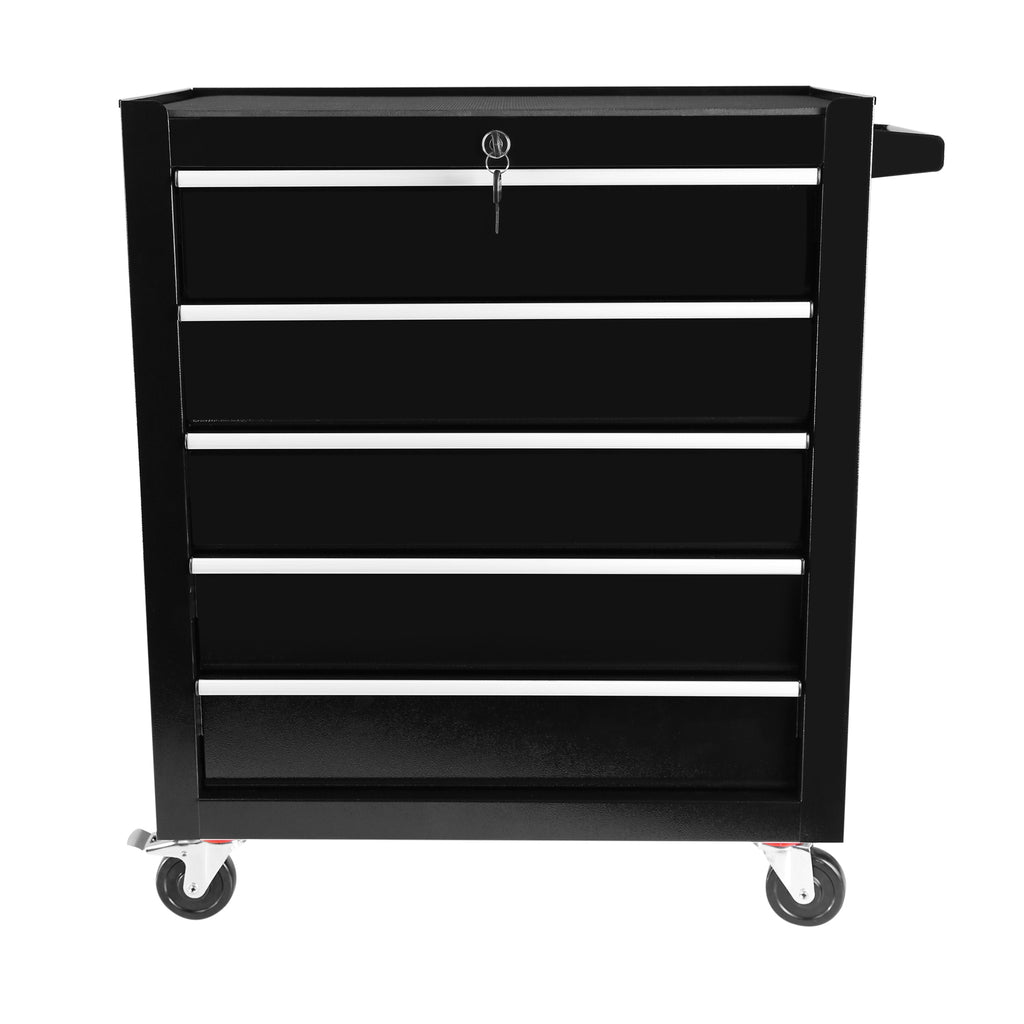 Leoglint 5 Drawers Rolling Tool Chest Cabinet with Wheels, Tool Storage Cabinet and Tool Box Organizer for Garage Warehouse Workshop, Black