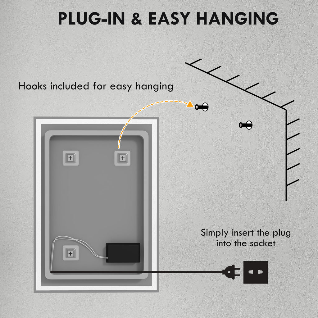 Leoglint Dimmable LED Bathroom Mirror, 3 Colors & Defogging