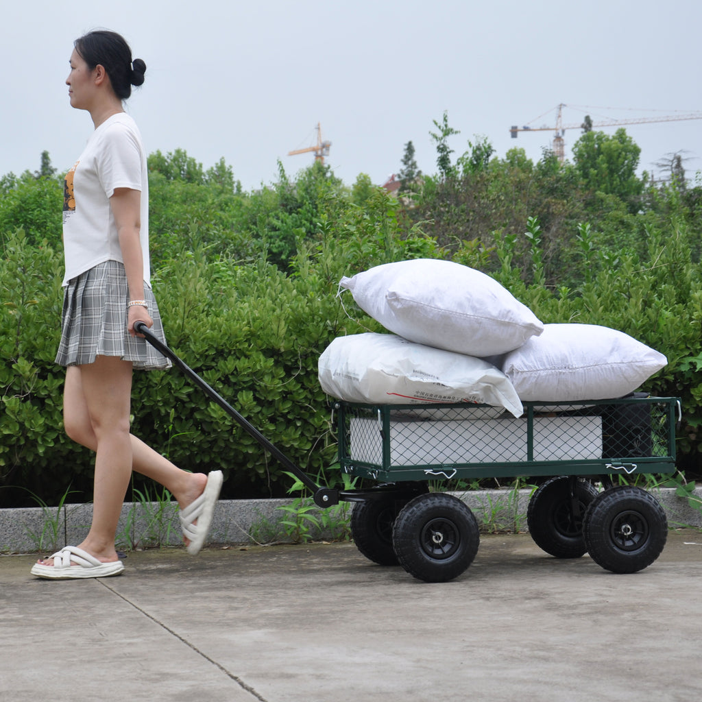 Leoglint Wagon Cart Garden cart trucks make it easier to transport firewood (green)