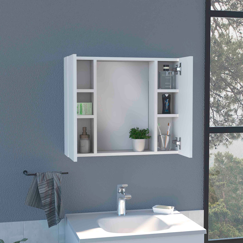 Leoglint Artemisa Medicine Cabinet, Double Door, Mirror, One External Shelf  -White