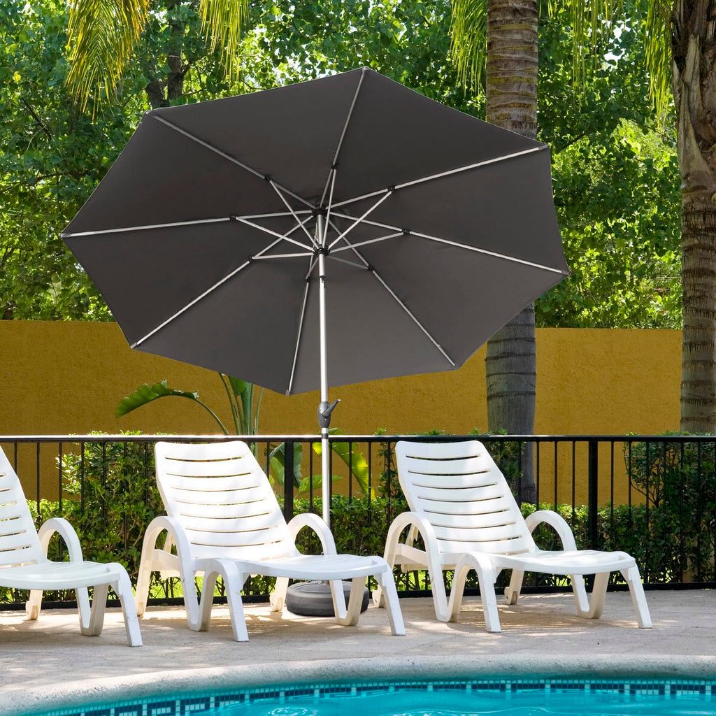 Leoglint 10FT Patio Umbrella, Outdoor Umbrella with Push Button Tilt and Crank, UV Protection Waterproof Market Sun Umbrella with 8 Sturdy Ribs for Garden, Deck, Backyard, Pool (Gray)