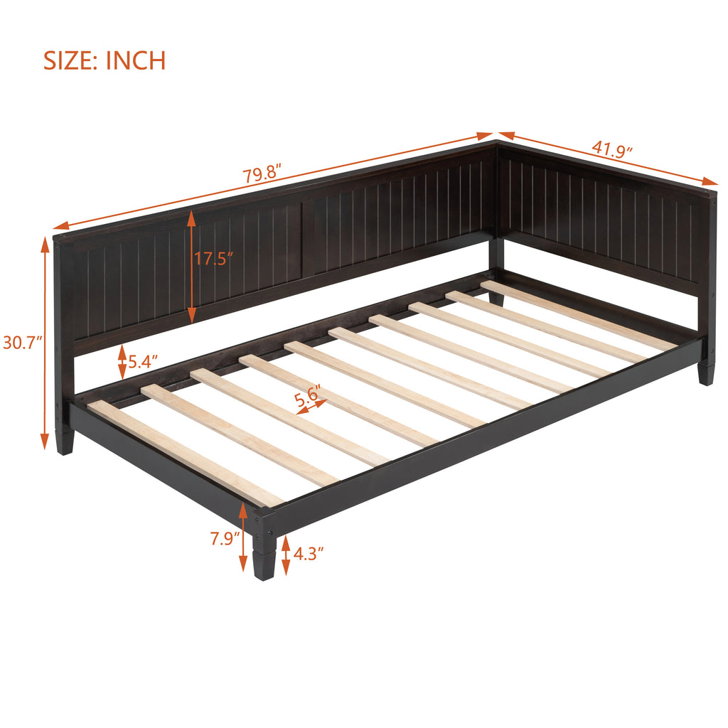 Leoglint Twin Size Wood Daybed/Sofa Bed Frame, Espresso