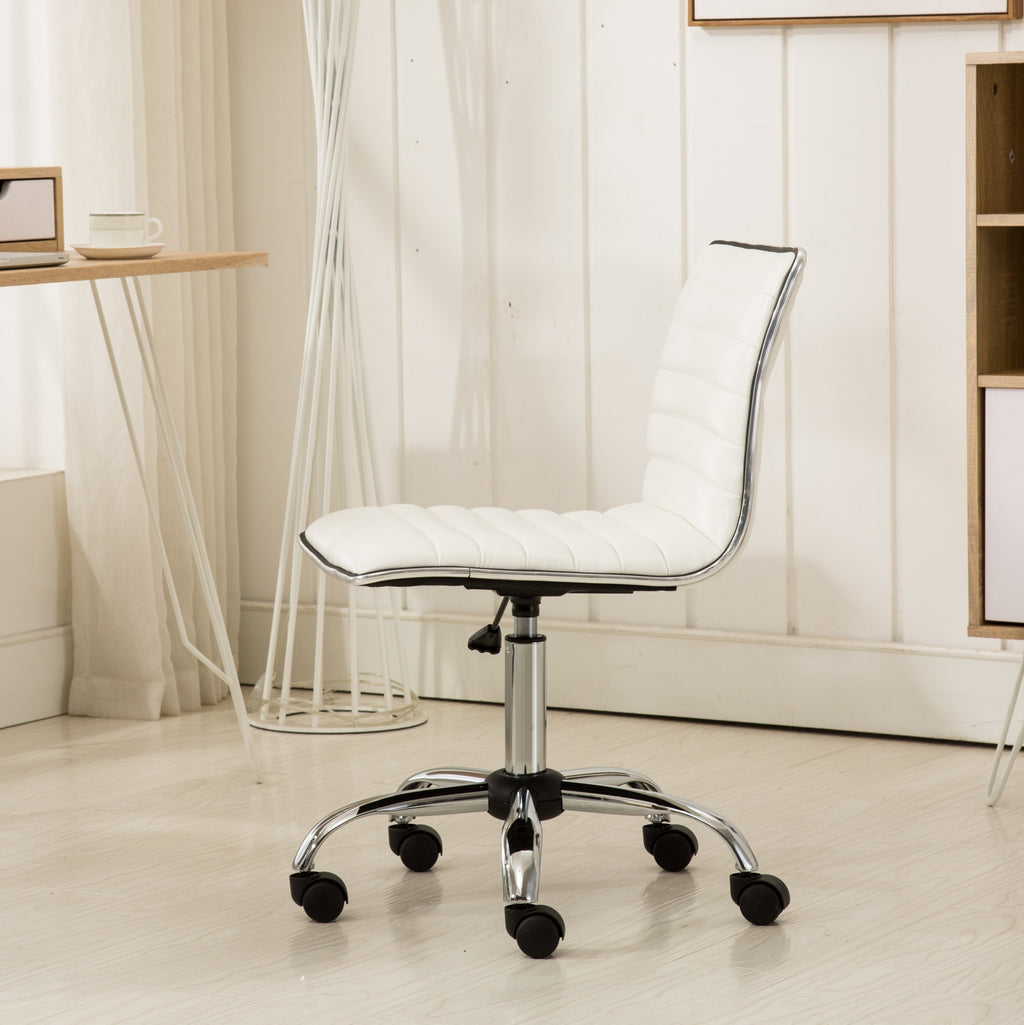 Leoglint Fremo Chromel Adjustable Air Lift Office Chair, White