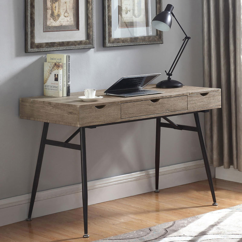 Leoglint Rustic Driftwood and Dark Bronze 1-drawer Writing Office Desk