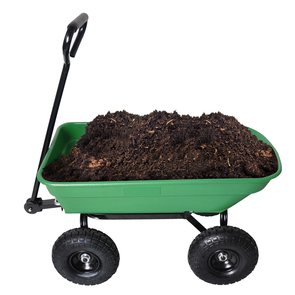 Leoglint Garden Cart with Steel Frame Outdoor Wagon with 10 Inch Pneumatic Tires, 55L Capacity, Green