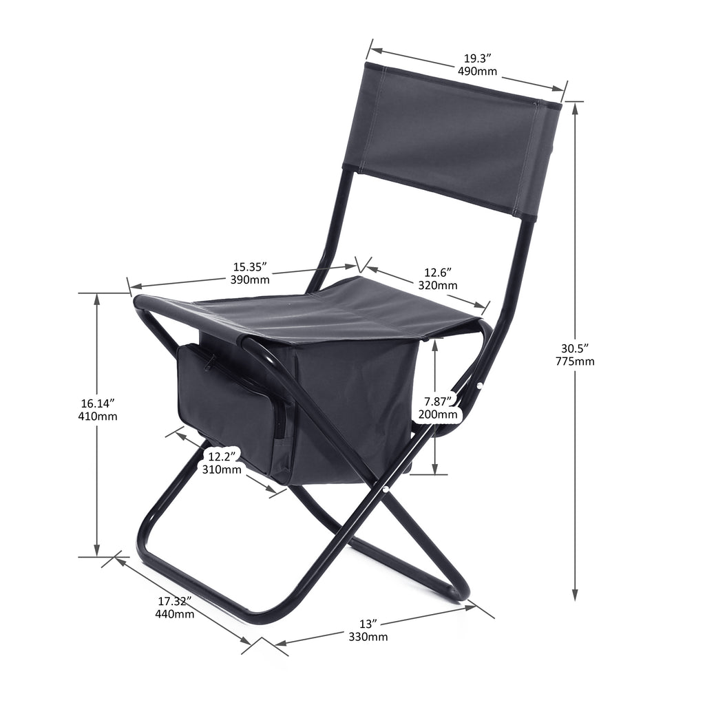 Leoglint 2-piece Folding Outdoor Chair with Storage Bag, Portable Chair for indoor, Outdoor Camping, Picnics and Fishing,Grey