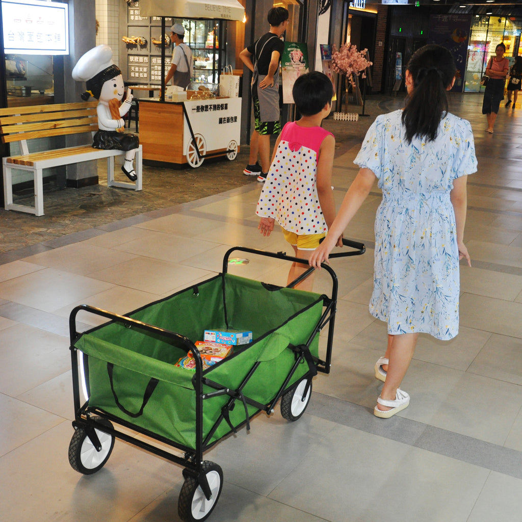 Leoglint Garden cart Folding Wagon Garden Shopping Beach Cart (Green)