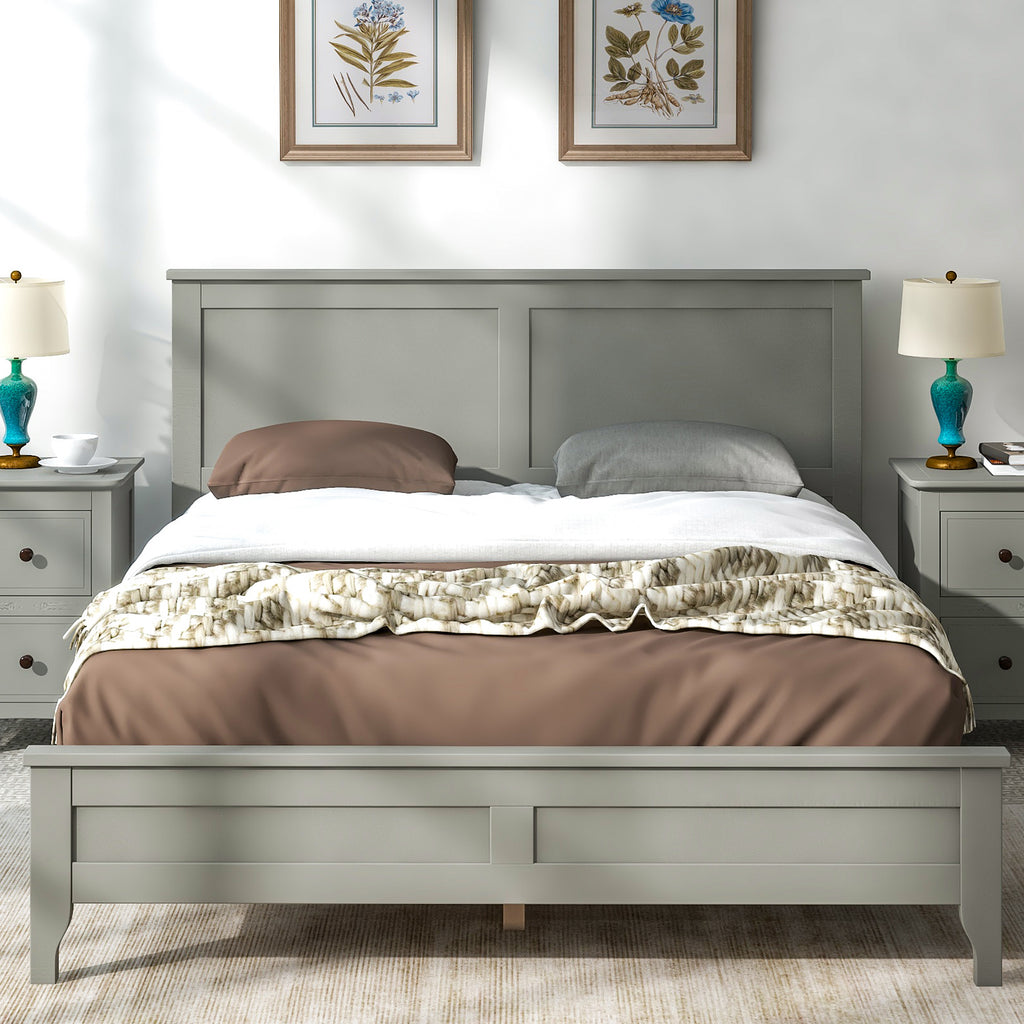 Modern Gray Solid Wood Full Platform Bed Frame(old sku:WF283524AAE)	 Modern Gray Solid Wood Full Platform Bed(old sku:WF283524AAE)