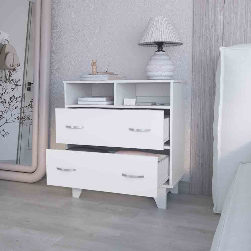 Leoglint Drawer Chest Double Drawer Dresser Arabi, Bedroom, White