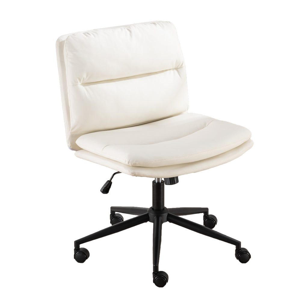 Leoglint Bizerte Adjustable Swivel Outdoor Criss-Cross Chair, Wide Seat/ Office Chair /Vanity Chair, White