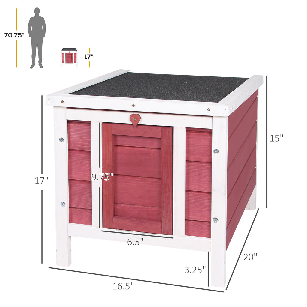 Leoglint Small Wooden Rabbit Hutch Bunny Cage Guinea Pig Cage Duck House Dog House with Openable & Waterproof Roof, Red