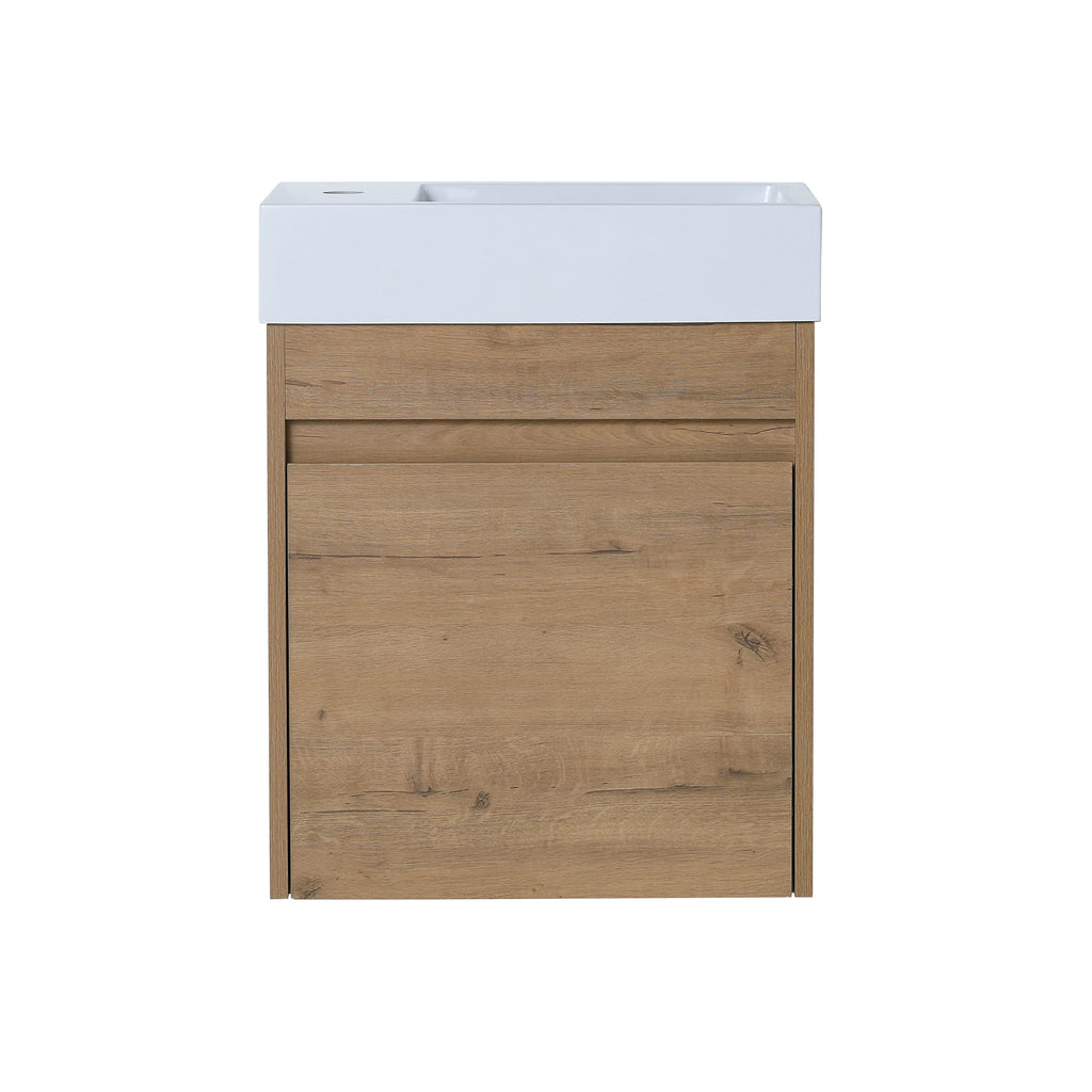 Leoglint 18'' Floating Wall-Mounted Bathroom Vanity with White Resin Sink & Soft-Close Cabinet Door