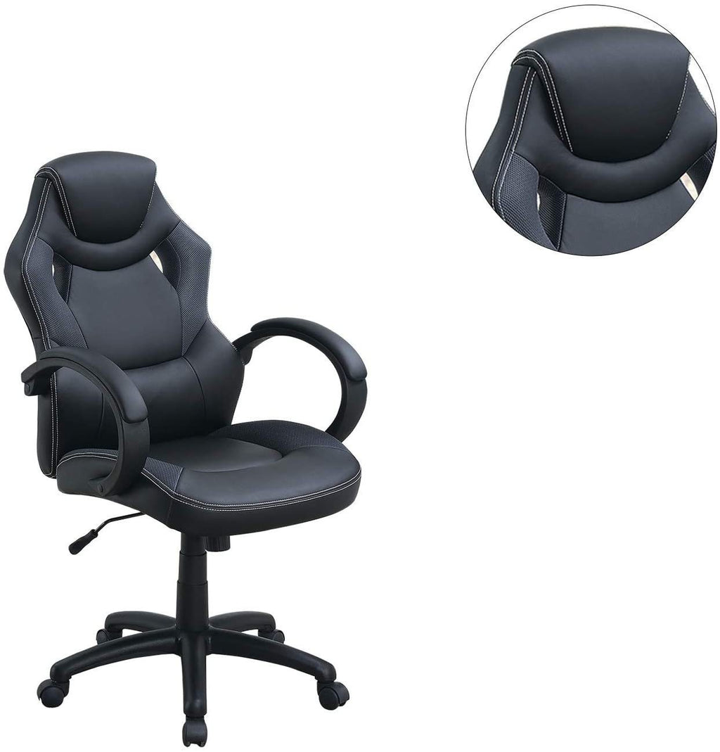 Leoglint Office Chair Upholstered 1pc Cushioned Comfort Chair Relax Gaming Office Work Black Color