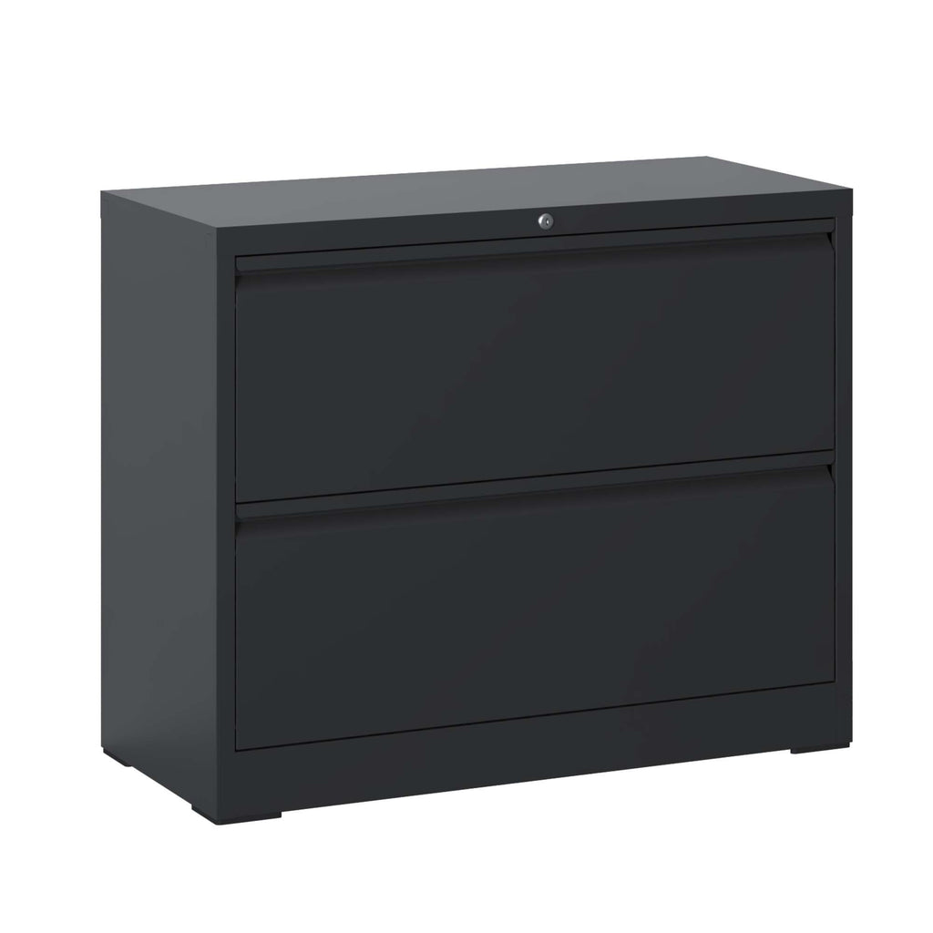 Leoglint Lateral File Cabinet 2 Drawer, Black Filing Cabinet with Lock, Lockable File Cabinet for Home Office, Locking Metal File Cabinet for Legal/Letter/A4/F4 Size