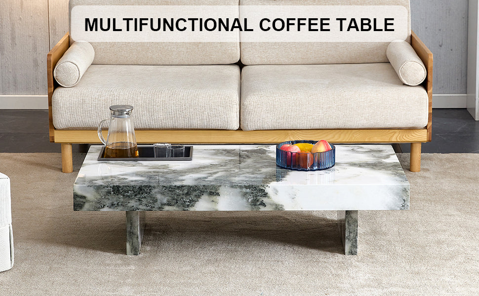 Leoglint A modern and practical coffee table with black and white patterns. Made of MDF material. The fusion of elegance and natural fashion 47.2"* 23.6"* 12 "