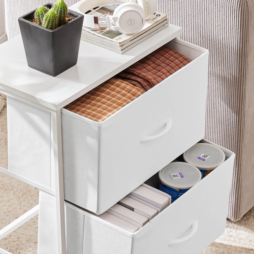 Leoglint Drawer Chest Drawers Dresser Chest of Drawers,Metal Frame and Wood Top,2bc,White