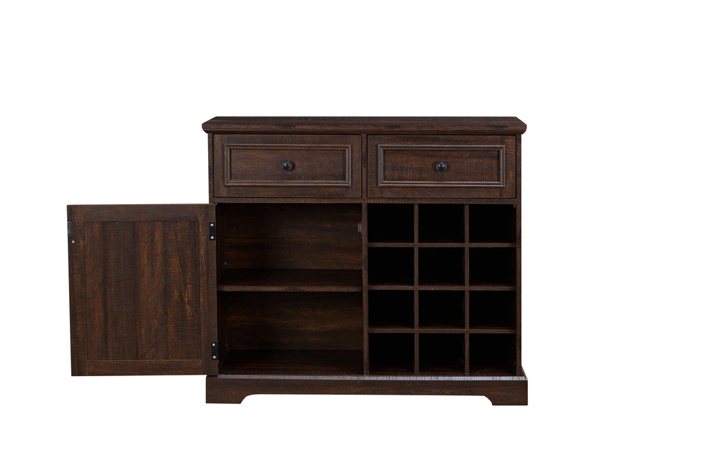 Leoglint Farmhouse Buffet Cabinet with Storage Sideboard with 2 Drawers, Wine Bar Cabinet with Removable Wine Racks Storage Shelves, Liquor Coffee Bar Cupboard for Kitchen, Dining Room, Espresso L39.37''*W15.7