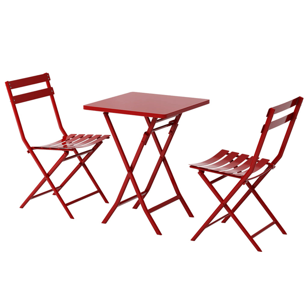 Leoglint 3 Piece Patio Bistro Set of Foldable Square Table and Chairs,Outdoor Chair, Red