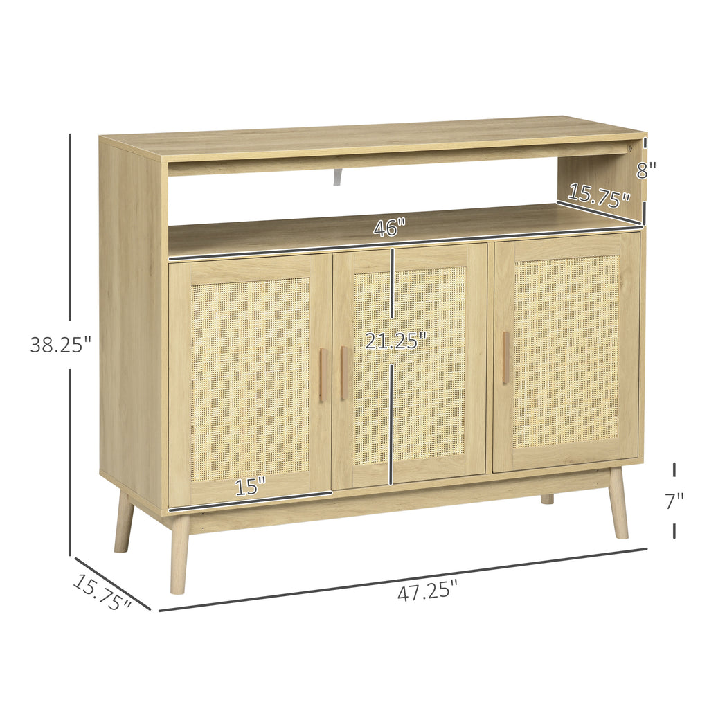 Leoglint Boho Sideboard Buffet Cabinet with Rattan Doors, Natural