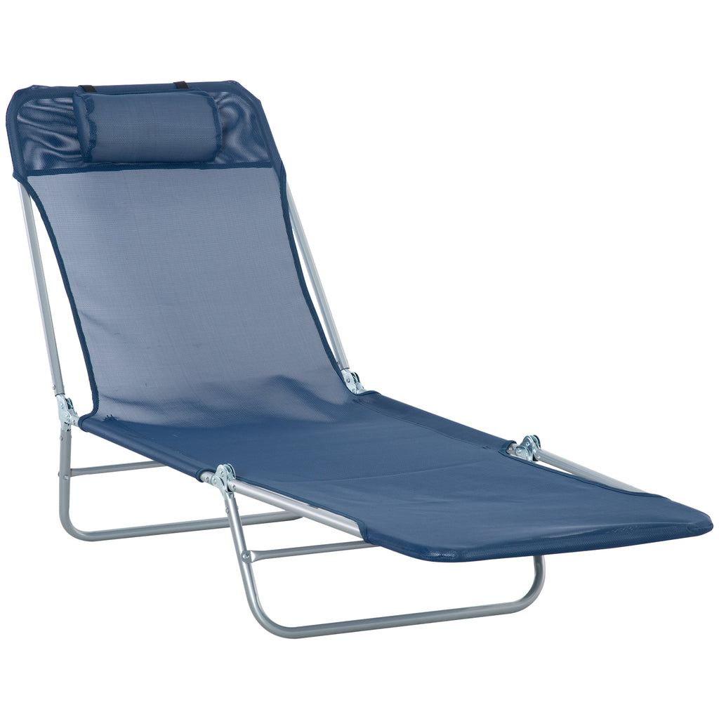 Leoglint Folding Chaise Lounge Pool Outdoor Chair, Patio Sun Tanning Chair, Outdoor Lounge Chair with 6-Position Reclining Back, Breathable Mesh Seat, and Headrest for Beach, Yard, Patio, Blue