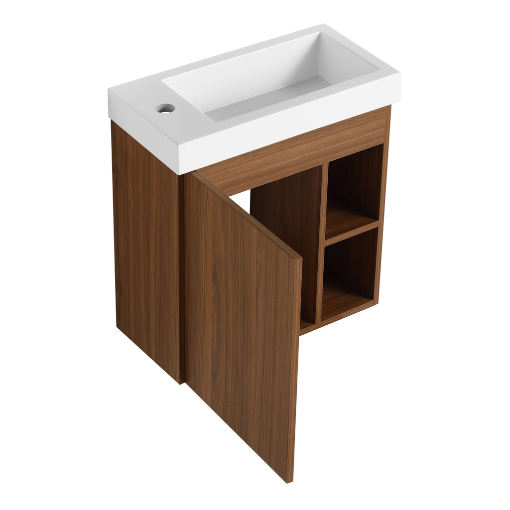 Leoglint 20'' Floating Wall-Mounted Bathroom Vanity with White Resin Sink & Soft-Close Cabinet Door