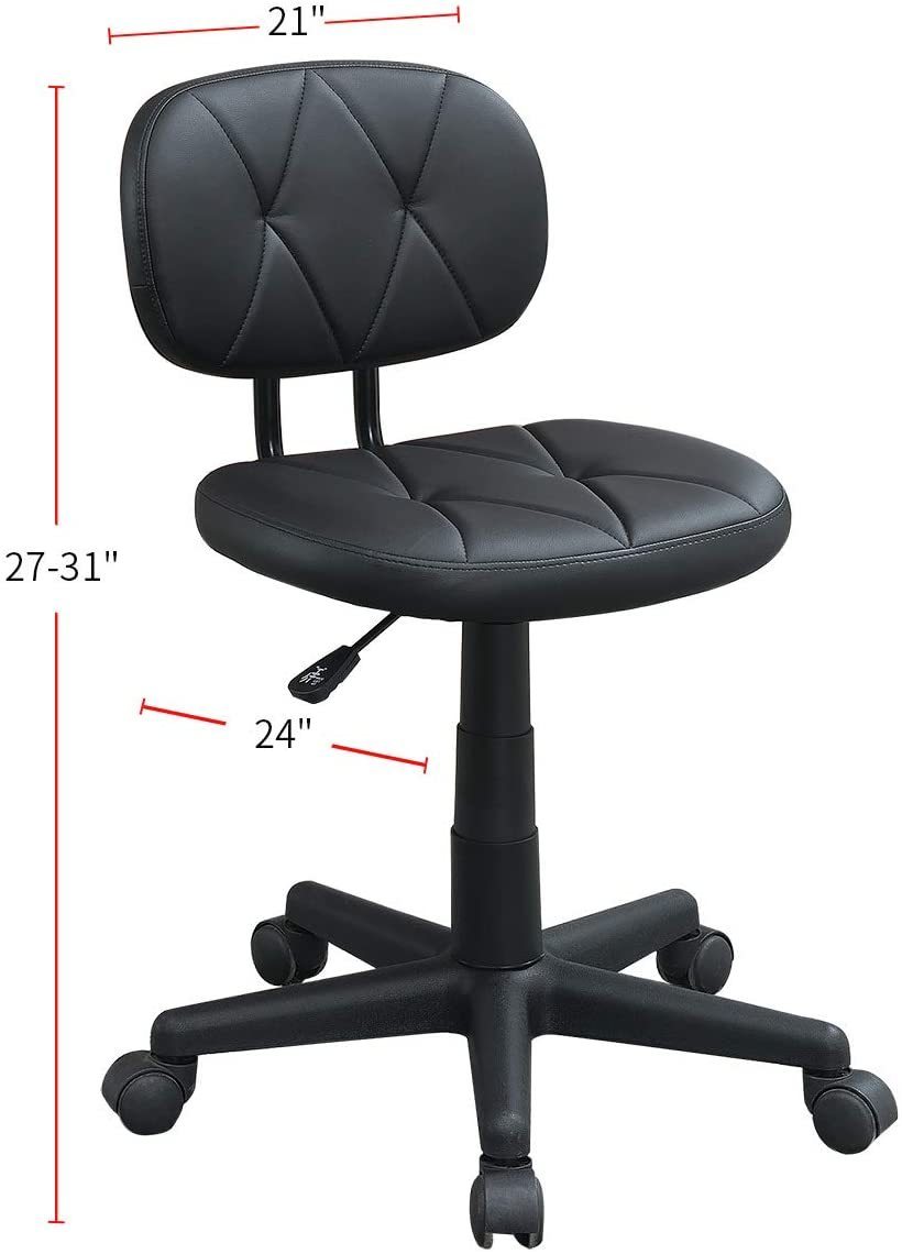 Leoglint Modern 1pc Office Chair Black Tufted Design Upholstered Chairs with wheels