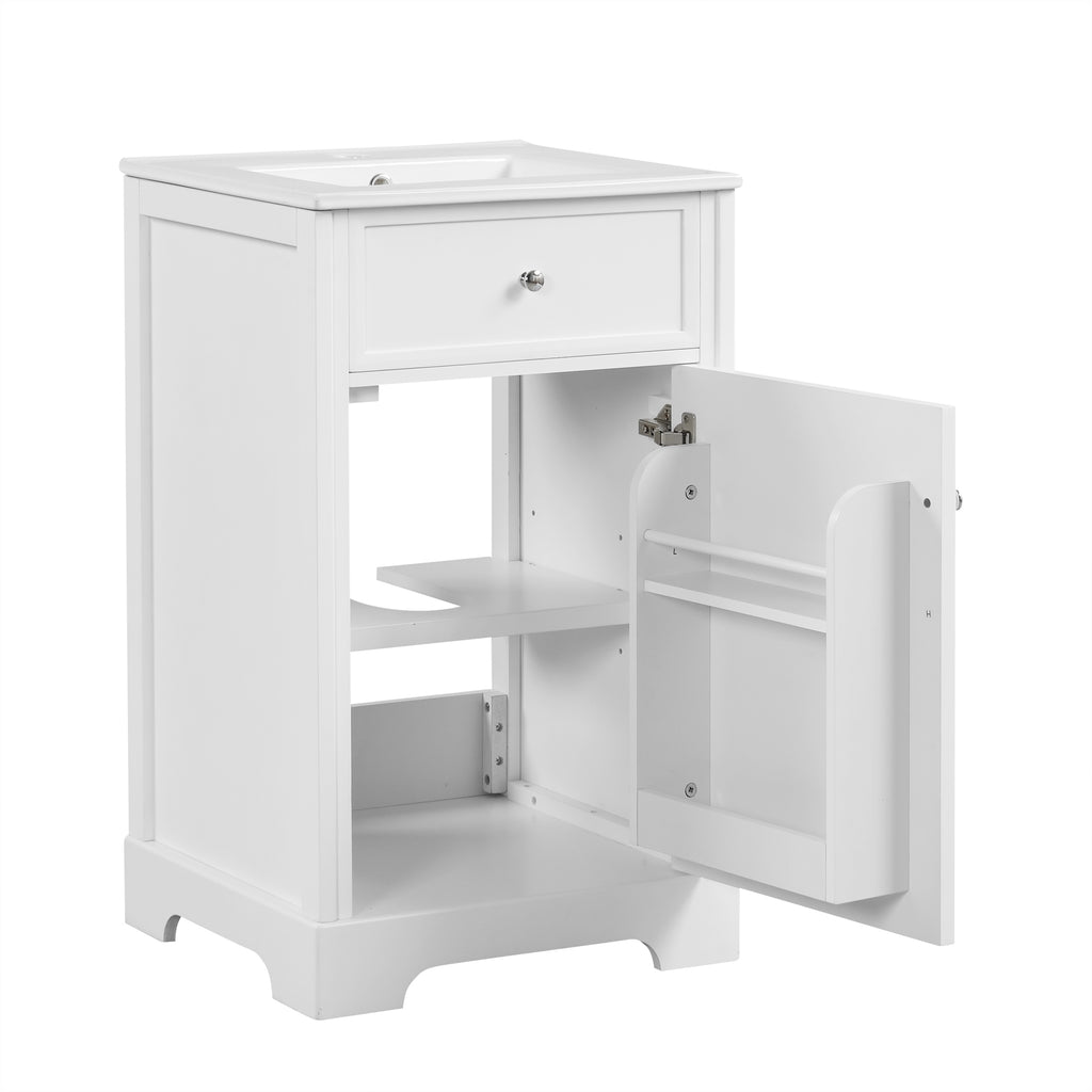 Leoglint 20" Bathroom Vanity with Sink, Bathroom Cabinet with Soft Closing Door, Storage Rack and Adjustable Shelve, White