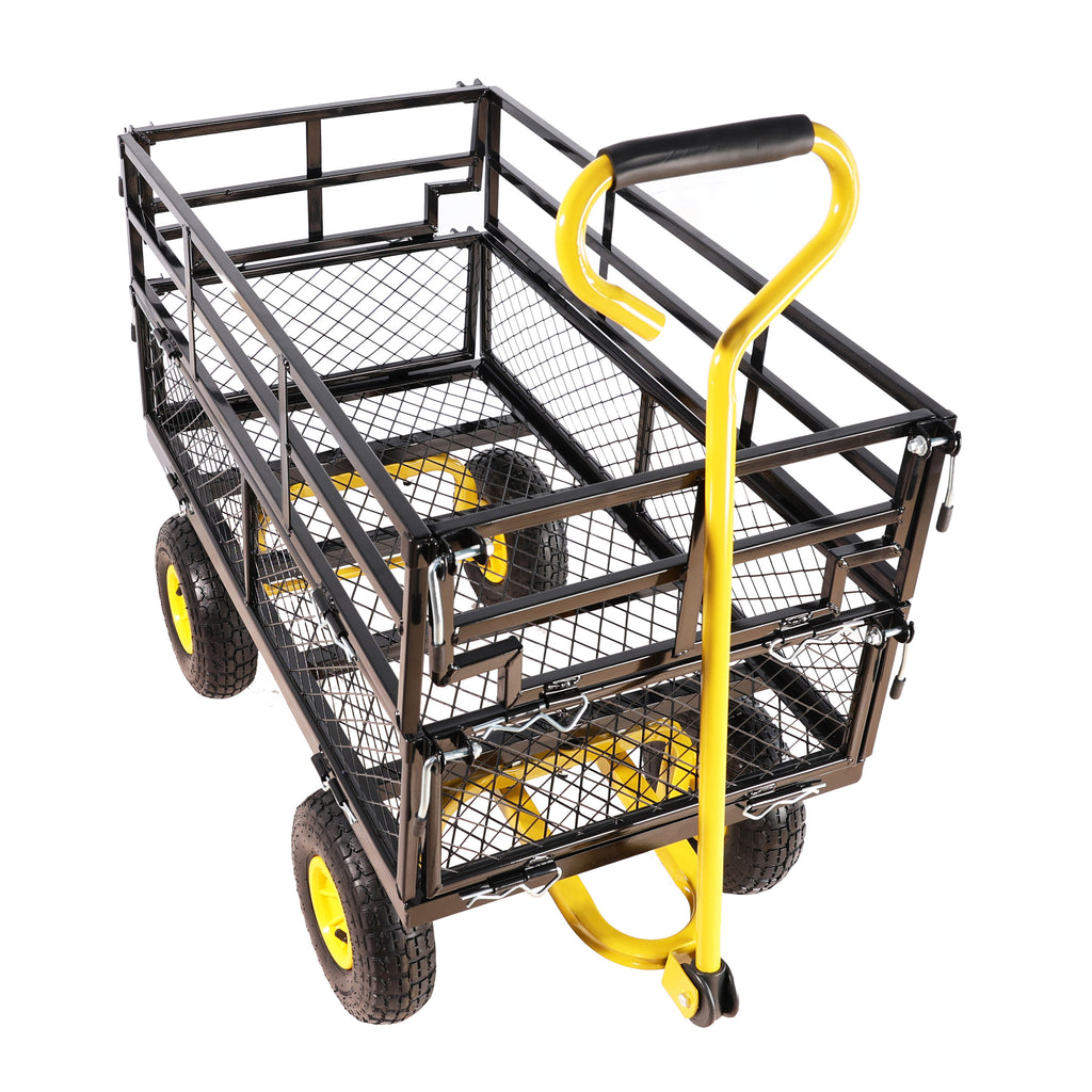 Leoglint Wagon Cart Garden cart trucks make it easier to transport firewood Yellow+Black