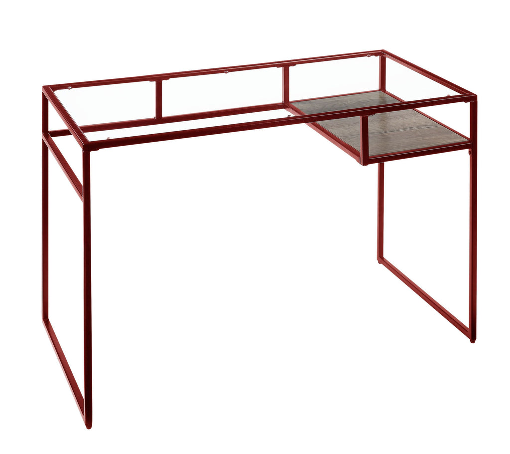 Leoglint ACME Yasin Office Desk, Red & Glass 92584