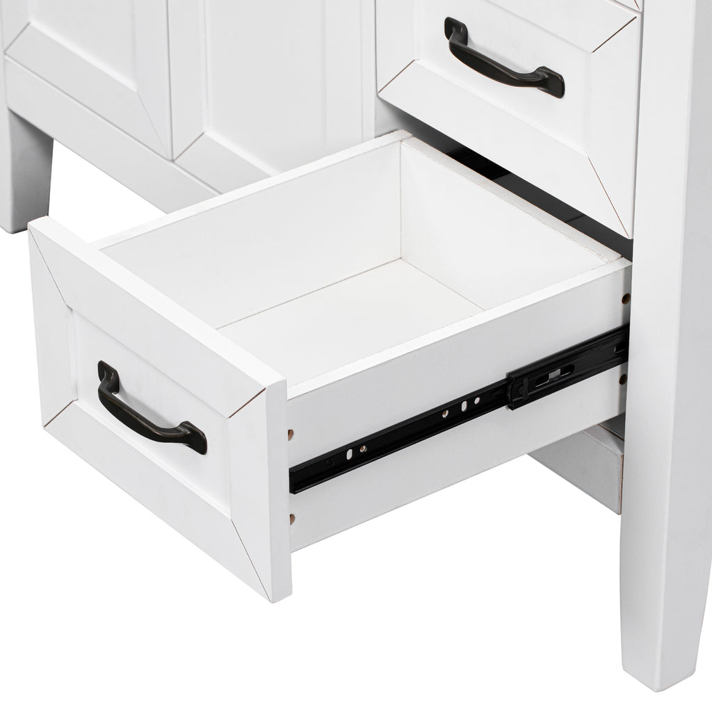 Leoglint 36" Bathroom Vanity without Sink, Cabinet Base Only, Bathroom Cabinet with Drawers, Solid Frame and MDF Board, White