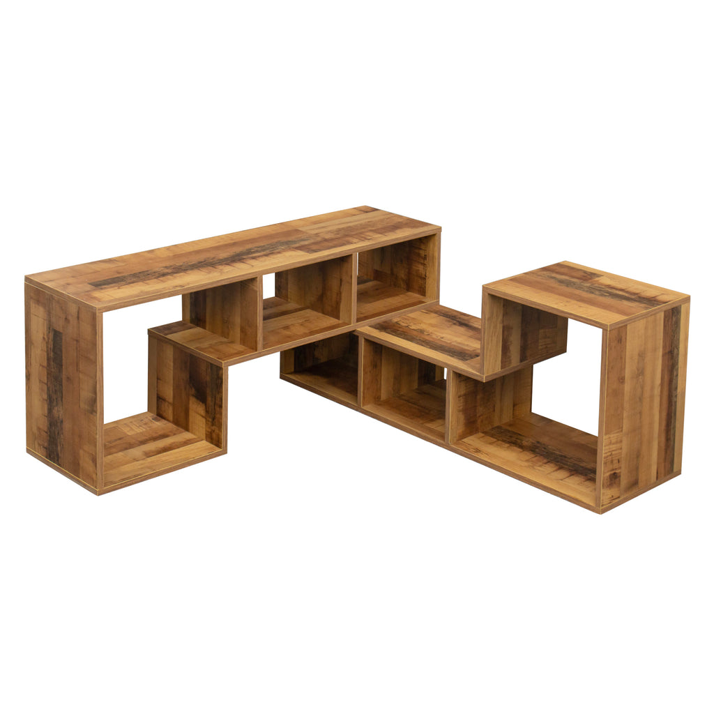 Leoglint Double L-Shaped Oak TV Stand,Display Shelf ,Bookcase for Home Furniture,Fir Wood