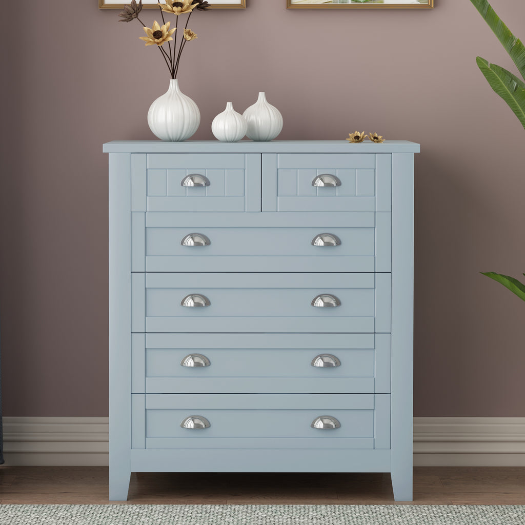 Leoglint Drawer Dresser BAR CABINET side cabinet,buffet sideboard,buffet service counter,solid wood frame,plasticdoor panel,retro shell handle,applicable to dining room,living room,kitchen corridorGrayish Blue