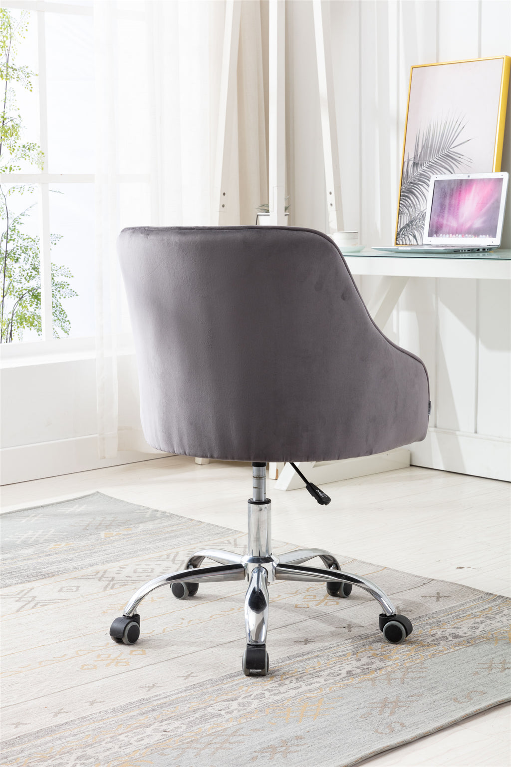 Leoglint COOLMORE Velvet Home Office Chair, Modern Cute Computer Chair, Wheels Swivel Height Adjustable Swivel Task Chair for Home Office(Dark Gray Velvet)